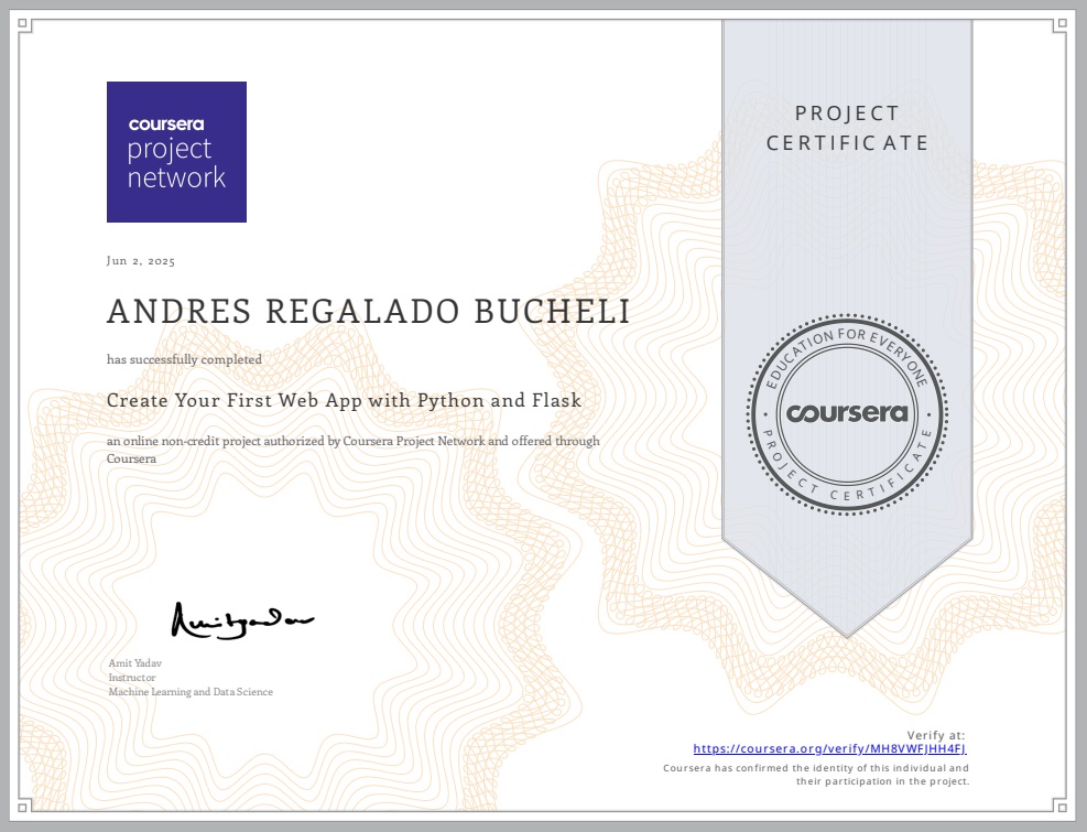 Photo of certificate