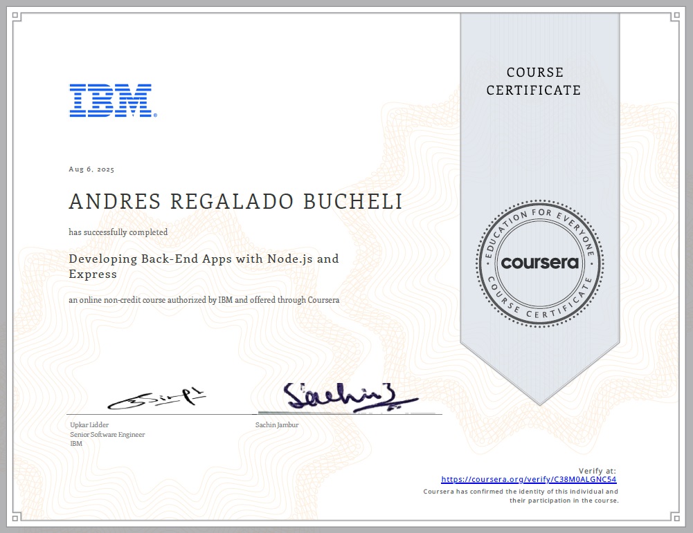 Photo of certificate
