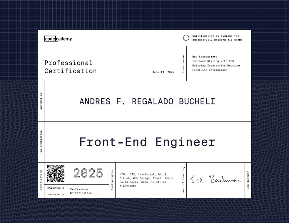 Photo of certificate