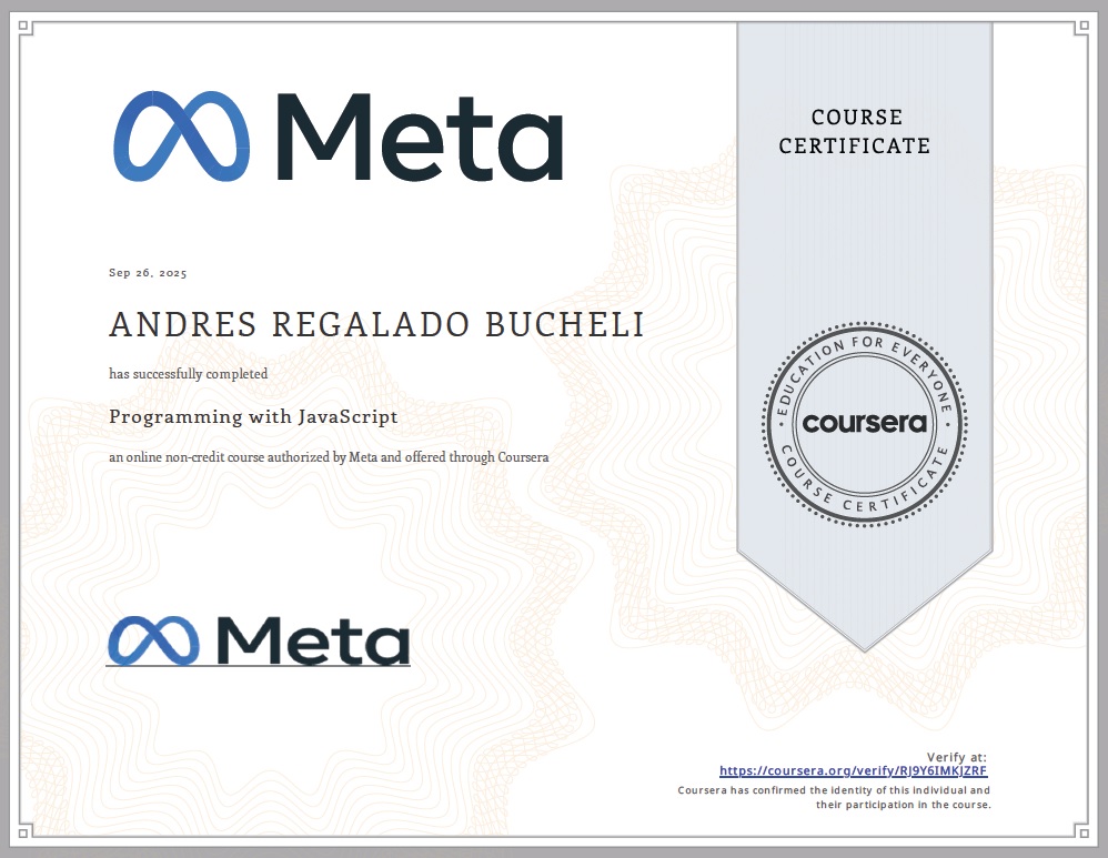 Photo of certificate