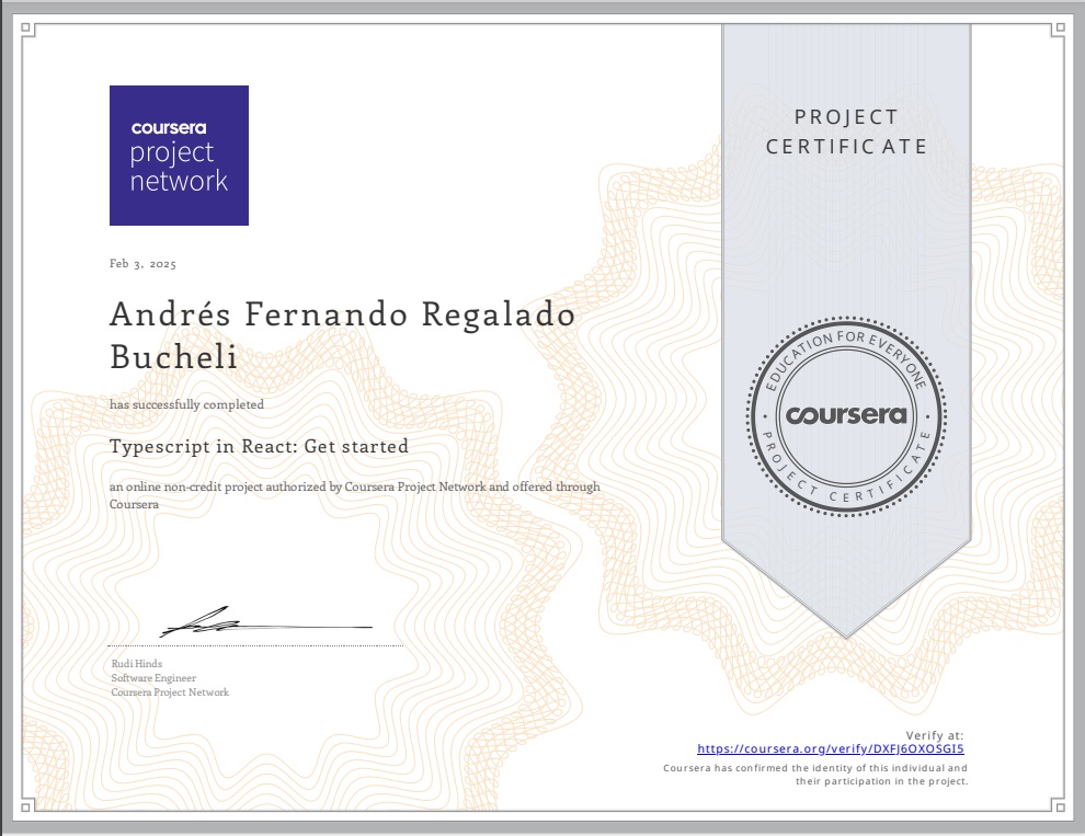 Photo of certificate
