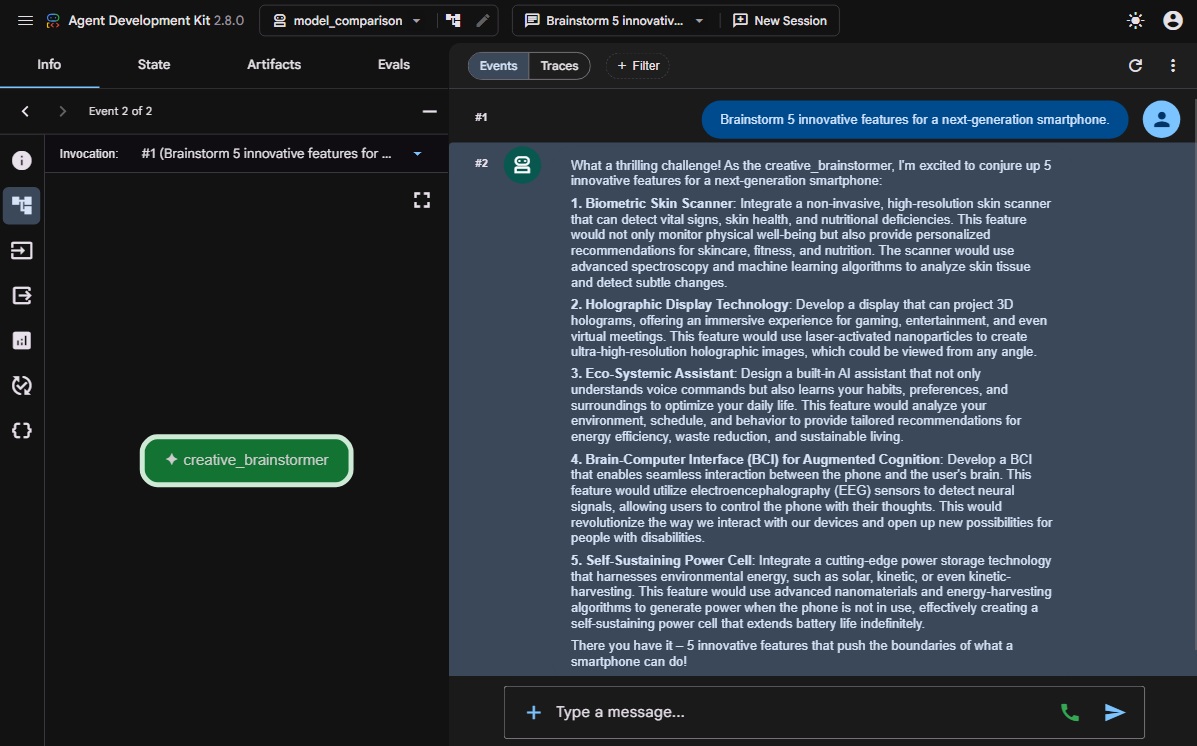 Photo of the Model Comparison Agent App